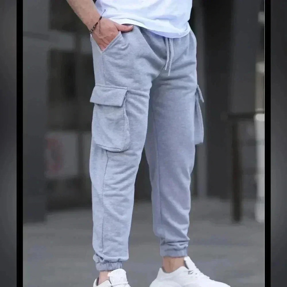 [M]MNG  Light Gray Tracking Jogger Pants - Picture 1 of 4